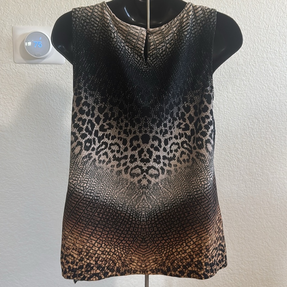 ROZ & ALI Animal Print Chiffon Blouse Sleeveless Size S - Picture 4 of 7